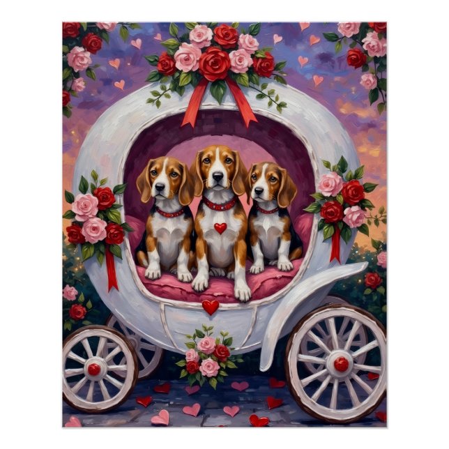 Póster Beagles Dog Valentine's Day  (Frente)