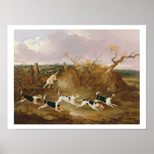 Póster Beagles in Cheio Cry, 1845 (óleo na canvas)