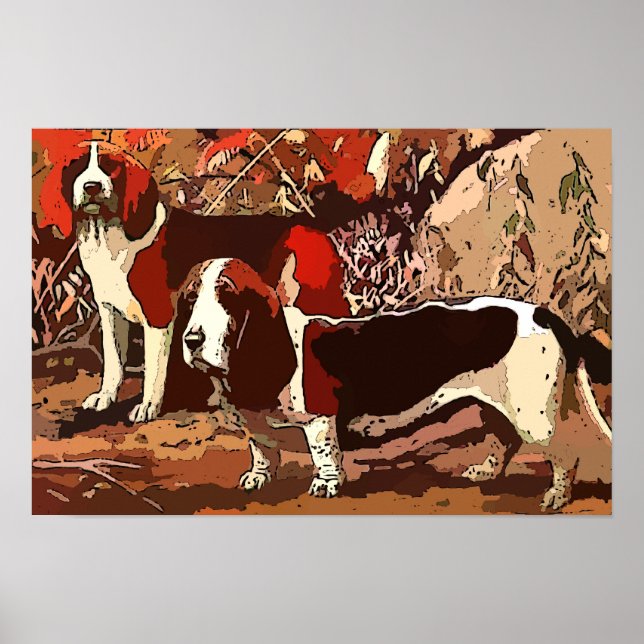 Póster Beagles pintados na Canvas (Frente)