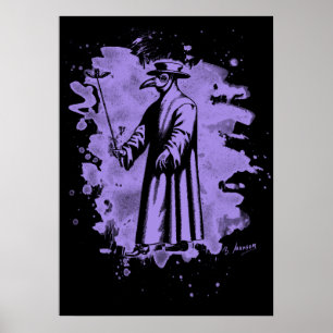 Poster Beak bleached Doc violet - Plague doctor -