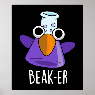 Poster Beak-er Piada de Química Divertida Punho Sombrio
