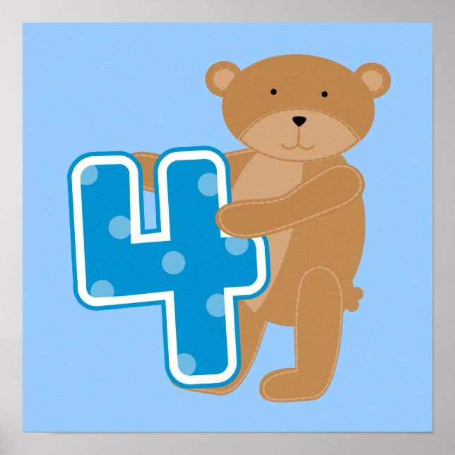 Poster Bear 4º aniversário Camisetas e presentes (Frente)