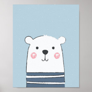 Poster Bear Bonito Cartoon Kids Baby Trabalho de arte