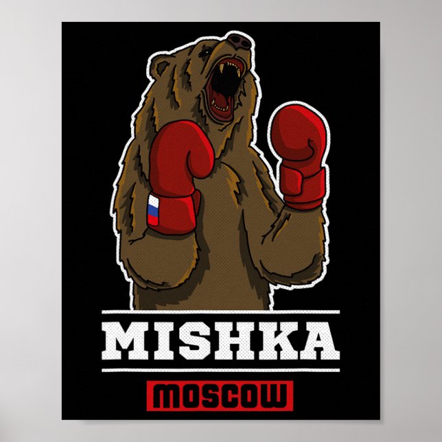 Poster Bear Boxando Rússia Propaganda Ussr (Frente)