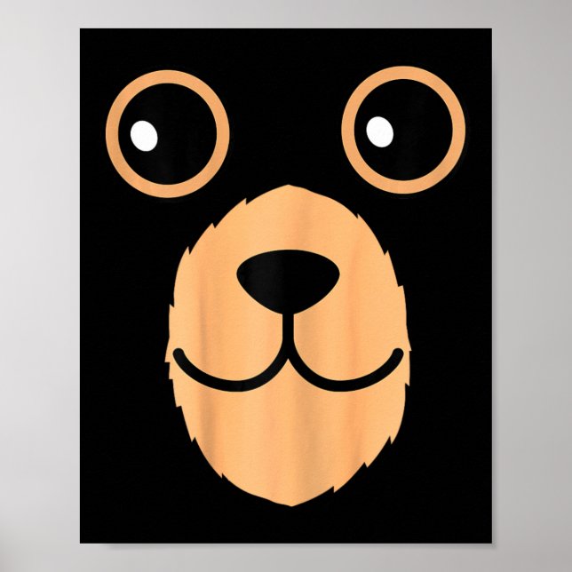 Poster Bear Face Halloween Costume Urso Castanho (Frente)