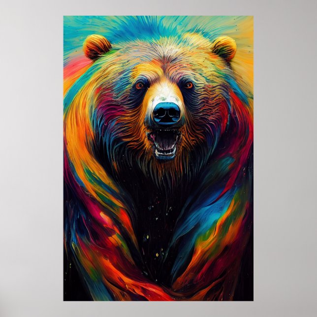 Poster Bear Grizzly Animal Discovery Adventure Nature Pla (Frente)