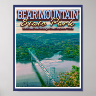 POSTER BEAR MOUNTAIN STATE PARK - BEAR MOUNTAIN BRIDGE NY