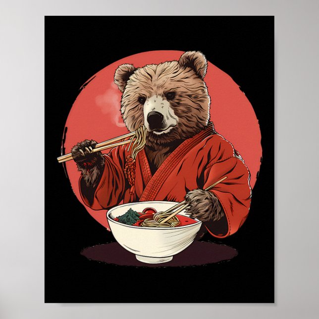 Poster Bear Ramen Kimono Karate Japonês Nodores Ursos Ram (Frente)