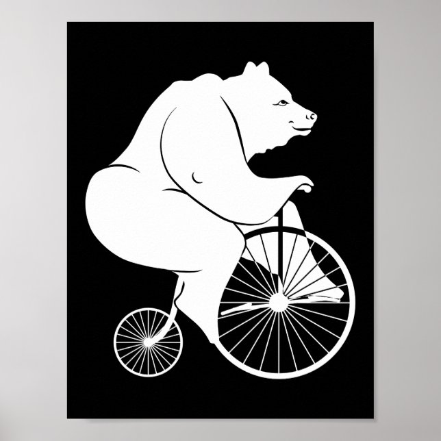 Póster Bear Riding Penny Farthing Bike (Frente)