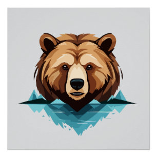 Póster Bear Vetor Art Animal Modern Urban City Graphic