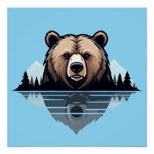 Póster Bear Vetor Art Animal Modern Urban City Graphic