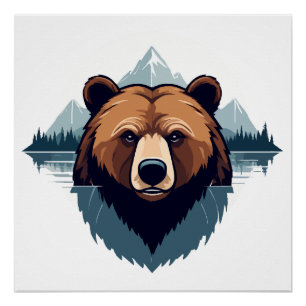 Póster Bear Vetor Art Animal Modern Urban City Graphic