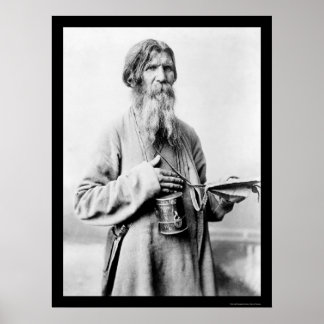Poster Bearded Church Beggar na Rússia 1880