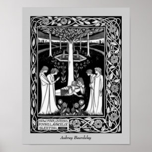 Poster Beardsley Four Queens Lancelot Vintage Art