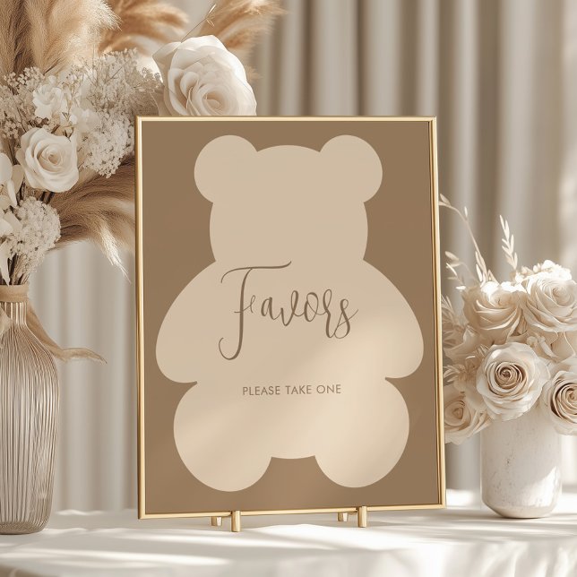 Poster Bearly Wait Beige Baby Shower Favors (Criador carregado)