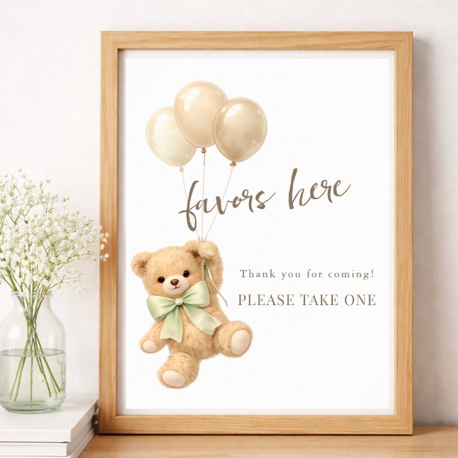 Poster Bearly Wait Presentes para Chá de Bebê Neutro em G (Criador carregado)