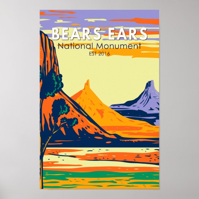 Poster Bears Ears National Monuument Utah Retro (Frente)
