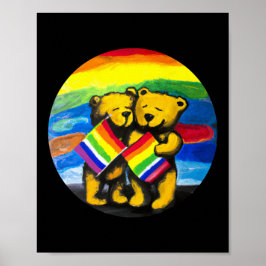 Poster Bears Love Casal LGBT Sinalizador do arco-íris