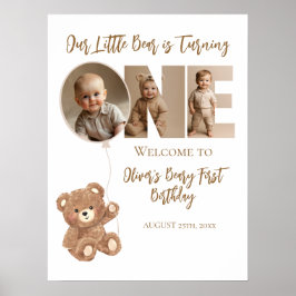 Poster Beary First Birthday Little Bear Foto de Boas-vind