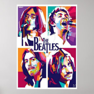 Poster beatles, rock clássico, banda de vintage, música b
