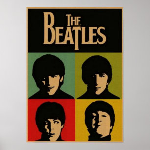 Poster beatles, rock clássico, banda de vintage, música b