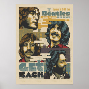 Poster beatles, rock clássico, banda de vintage, música b