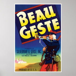 Poster Beau Geste Adventure Novel por P. C. Wren Vintage