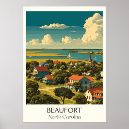 Poster Beaufort North Carolina Vintage Costeira Art