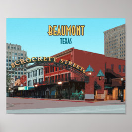 Poster Beaumont Texas Centro Crockett Street Vintage