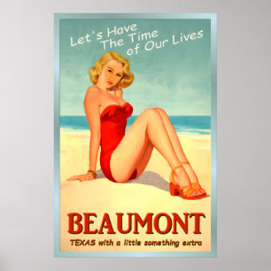 Poster BEAUMONT Texas Nova Praia Original do Golfo Viagem