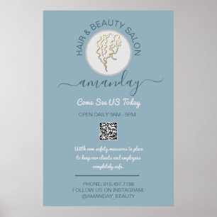 Poster Beaut Salon Be Safe Logo Hairdresser Código QR