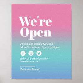 Poster Beaut Salon Open for Business Pink Colorful