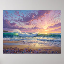 Poster Beautiful Beach Waves and Shore Art