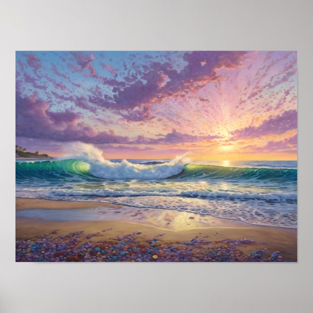 Poster Beautiful Beach Waves and Shore Art (Frente)