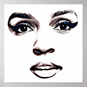 Poster Beautiful Black Womans Face Eyes lips Art