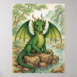 Poster Beautiful green dragon