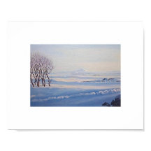Beautiful Icelandic winter landscape painting art 