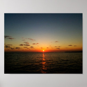 Póster beautiful sunset ocean yellow orange red