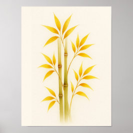 POSTER BEAUTIFUL WATERCOLOR BOTANICAL GOLD BAMBOO ART