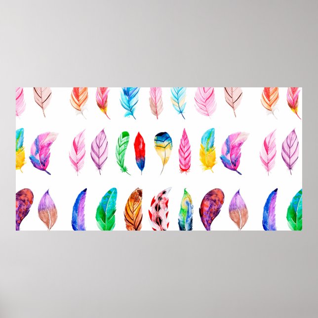Poster Beautiful Watercolor Feather Collection (Frente)