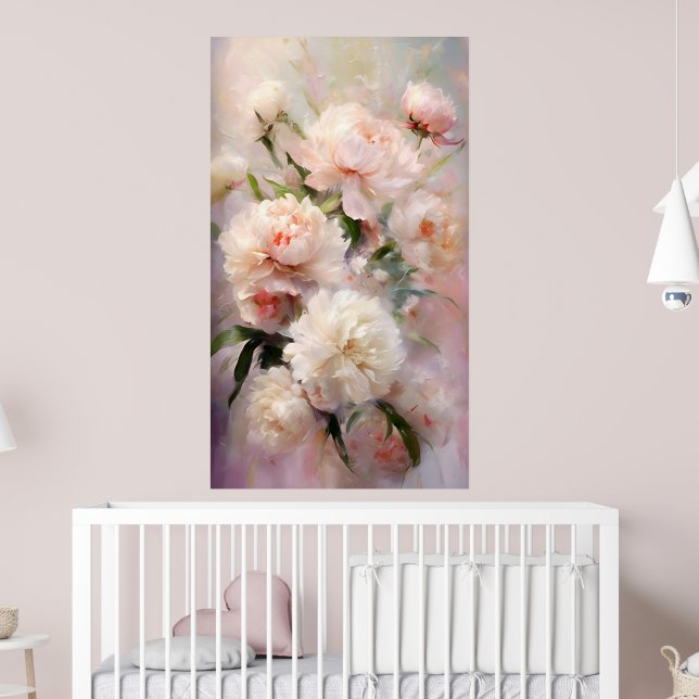 Poster Beautiful White & Pink Peonies On Pink Background (Berçário 2)