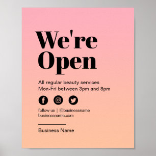 Poster Beauty Salon Open for Business Pastel Pink Sunset
