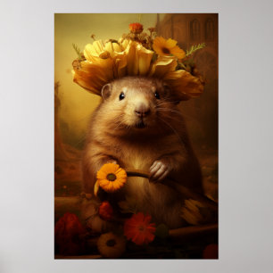 Poster Beaver com seguidores na cabeça