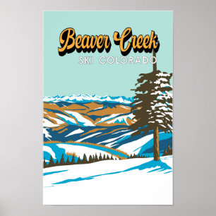 Poster Beaver Creek Ski Area Winter Colorado Vintage