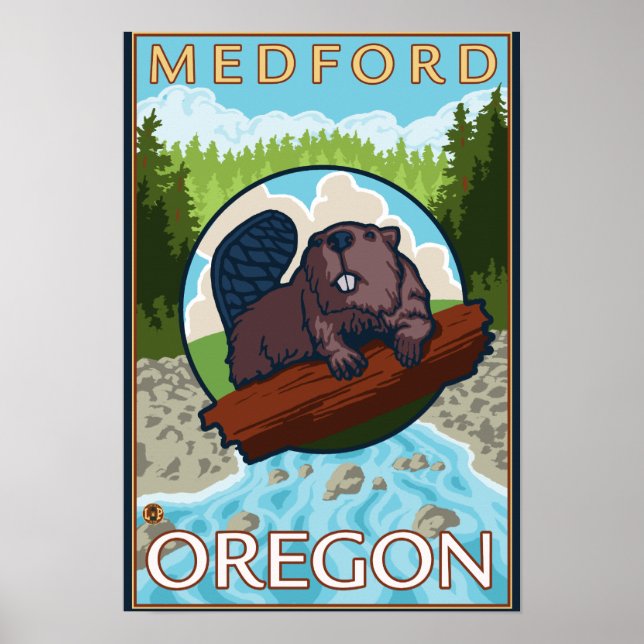 Póster Beaver & River - Medford, Oregon (Frente)