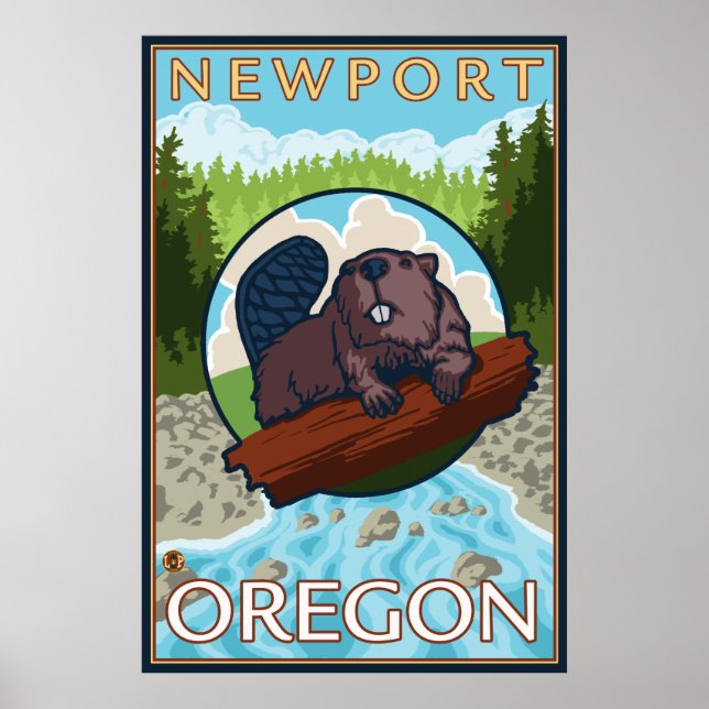 Poster Beaver & River - Newport, Oregon (Frente)