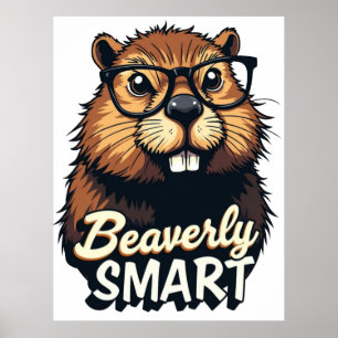 Poster Beaverly Smart - Castor Engraçado com Gráfico de Ó