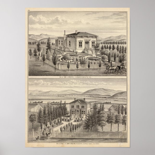 Póster Beazell, residências inglesas, fazendas (Frente)