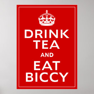 Póster Beba o chá e coma o divertimento de Ingleses do ~