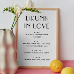 Poster Bebado apaixonado. Bebidas de casamento modernas m